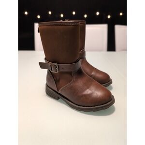 Carters Girls Brown Faux Leather Buckle Zip Up Boots‎ Size 7 Toddler